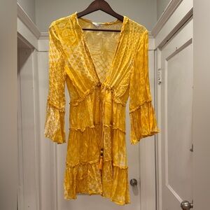 Yellow Boho Tie-Front Dress